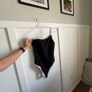 Aerie Off-Shoulder Black and White Swimsuit